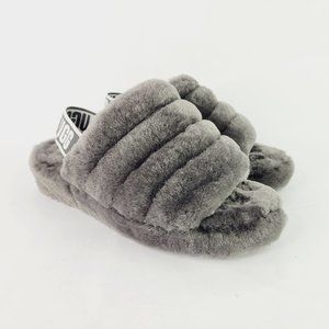 UGG Fluff Yeah 1095119 Womens Sz 8 Charcoal Gray Slingback Slides Sandals